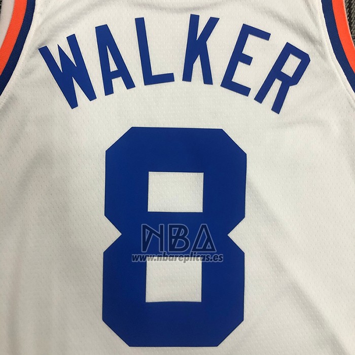 Camiseta New York Knicks Kemba Walker NO 8 75th Anniversary Blanco